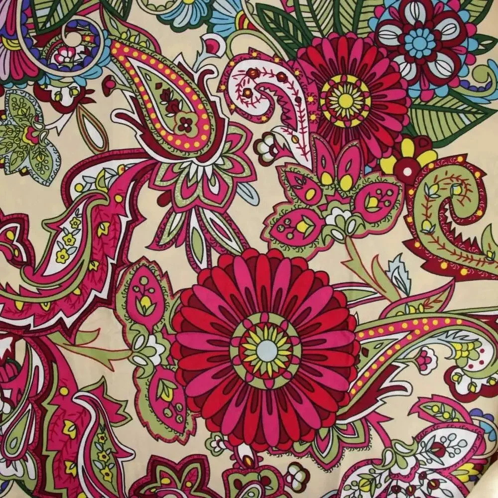 NEW Boho Floral Abstract Design Tasseled Rectangle Soft Chic Scarf L Cream